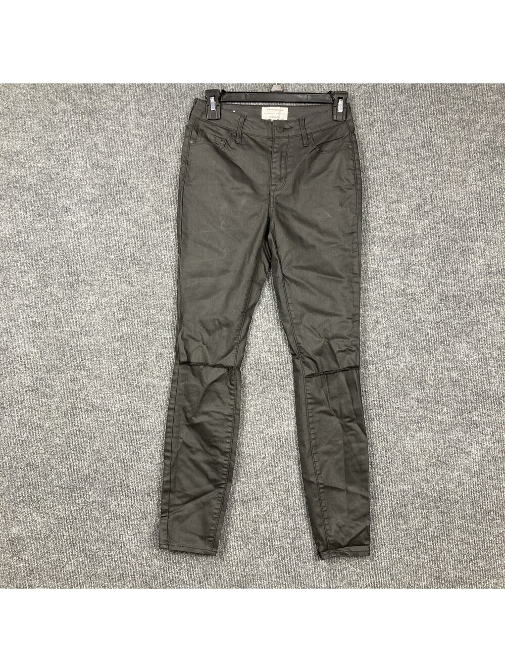 Kendall & Kyle Womens Size 25 Black Faux Leather Distressed Ankle Pants